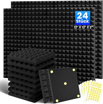 24 Stück Akustikschaumstoff Schallschutzplatten, 5 X 30 X 30 CM Schalldämmung Akustikpaneele, Schallschutz Akustikschaumstoff, Akustik Schaumstoffplatten für Aufnahmestudio, Heimbüro, Spielzimmer