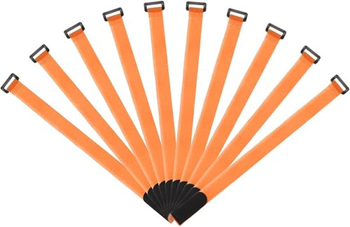 QUARKZMAN 10er Pack Wiederverwendbare Klettband, 45 x 2.5cm Klettverschluss band Nylon Gurtbänder für Kabel, Seile, Schläuche, Orange