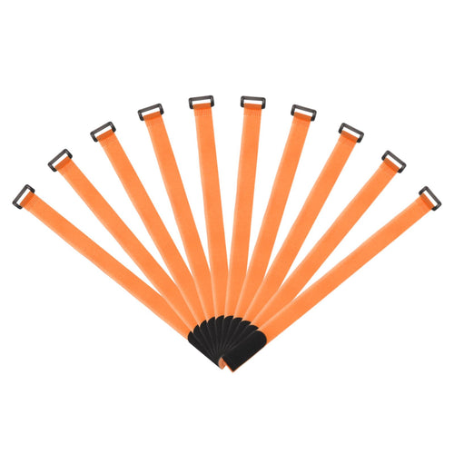 QUARKZMAN 10er Pack Wiederverwendbare Klettband, 45 x 2.5cm Klettverschluss band Nylon Gurtbänder für Kabel, Seile, Schläuche, Orange