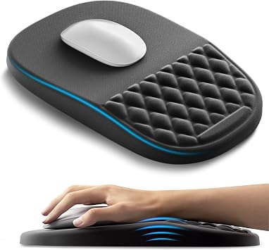 AUEDROT Ergonomisches Mauspad mit Gelkissen 2-in-1 Mousepad mit Handauflage, Memory-Schaum Mouse Pad mit Massage-Noppen & Rutschfester PU-Basis, Geeignet für Büro und Gaming, Als Geschenk, Schwarz