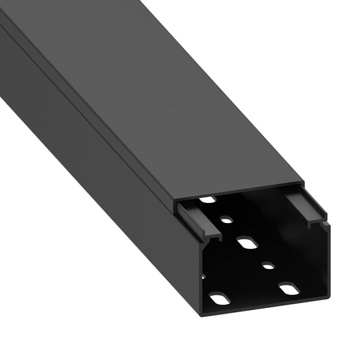 Cablecoach Habengut CC10113 Kabelkanal (mit Montagelochung im Boden) 40x60 mm aus PVC, Farbe: Schwarz, Länge 1 m