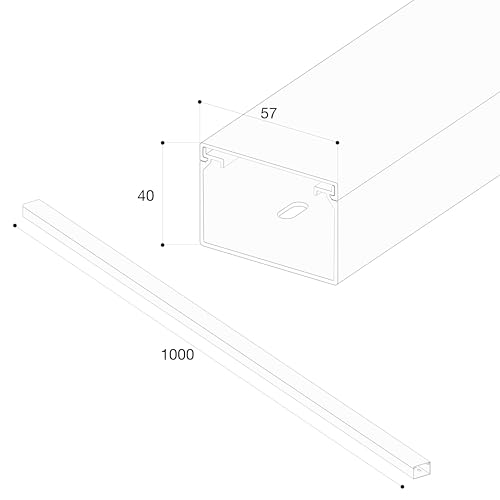 Cablecoach Habengut CC10113 Kabelkanal (mit Montagelochung im Boden) 40x60 mm aus PVC, Farbe: Schwarz, Länge 1 m