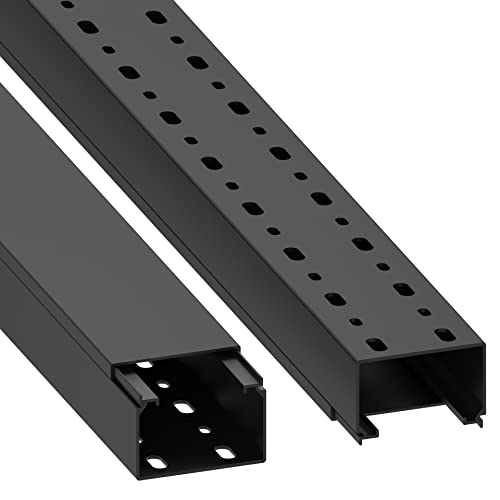 Cablecoach Habengut CC10113 Kabelkanal (mit Montagelochung im Boden) 40x60 mm aus PVC, Farbe: Schwarz, Länge 1 m