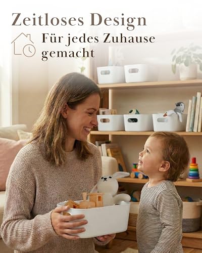 VMbathrooms Aufbewahrungsboxen mittelgroß 10er-Set Weiß Größe M BPA-frei