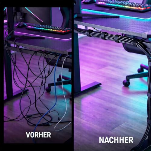 Abnii 30 Paar Kabelmanagement unter dem Schreibtisch, Schwarz