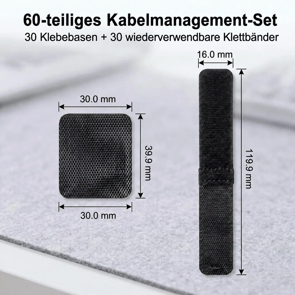 Abnii 30 Paar Kabelmanagement unter dem Schreibtisch, Schwarz