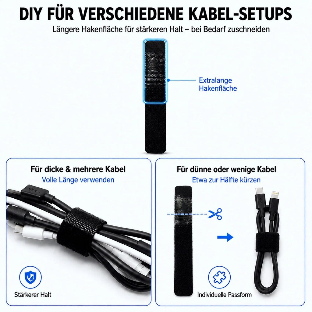 Abnii 30 Paar Kabelmanagement unter dem Schreibtisch, Schwarz