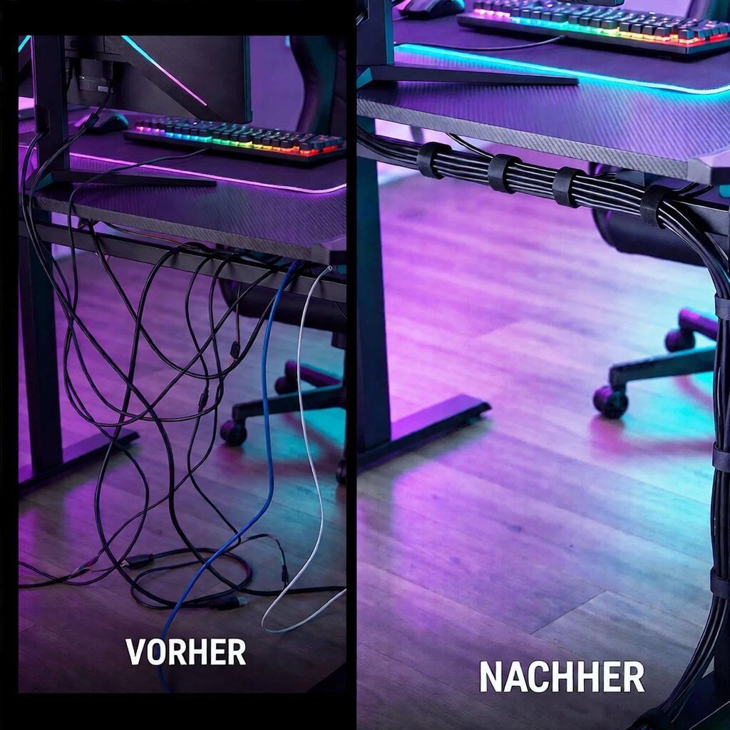 Abnii 30 Paar Kabelmanagement unter dem Schreibtisch, Schwarz