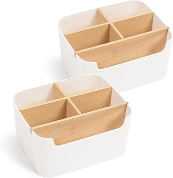 Kunoli Stifte Schreibtisch Organizer, Zahnbürstenhalter (Weiß-2 stück)