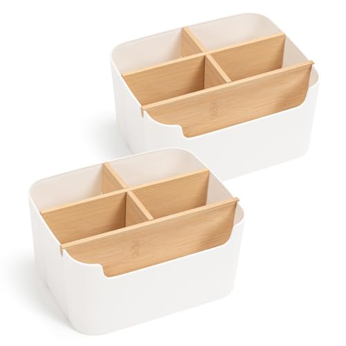 Kunoli Stifte Schreibtisch Organizer, Zahnbürstenhalter (Weiß-2 stück)