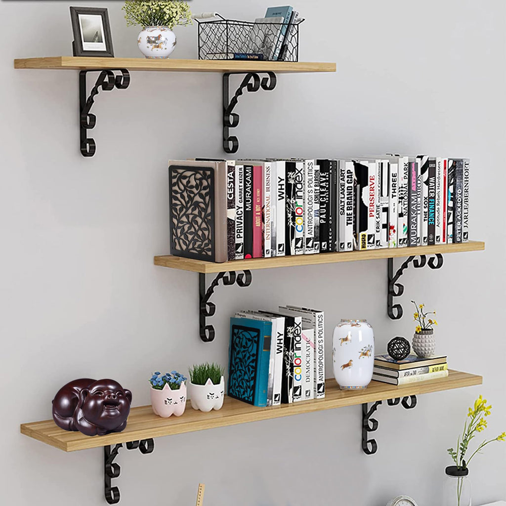 Metall Buchstützen, Schwarz Buchhalter Regal-Bookend Holder mit rutschfeste Bücherstopper für Schule Zuhause Büro (1 Paar)