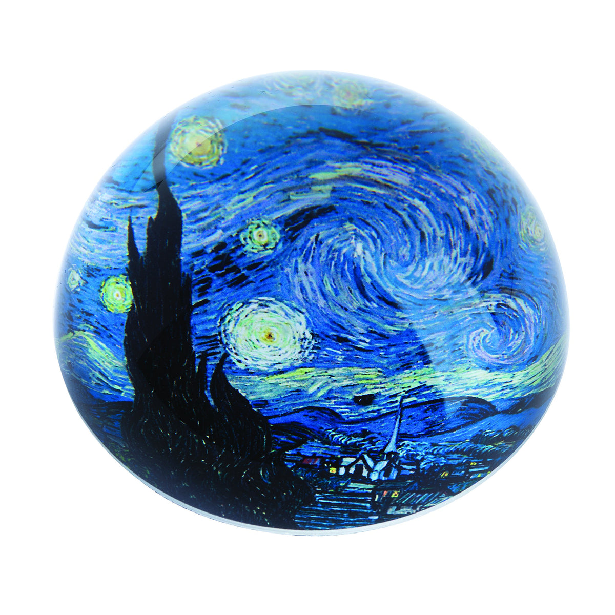 Briefbeschwerer mit Van Gogh-Motiv „Sternennacht“ aus gewölbtem Glas