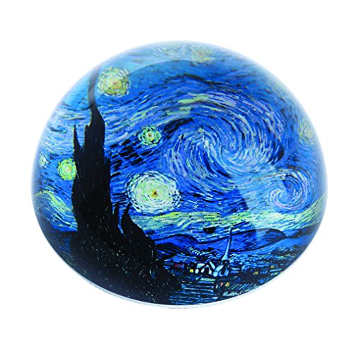Briefbeschwerer mit Van Gogh-Motiv „Sternennacht“ aus gewölbtem Glas