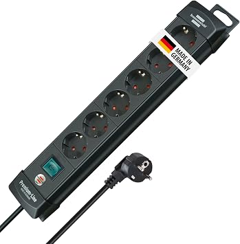 Brennenstuhl Premium-Line, Steckdosenleiste 6-Fach für die Wandmontage, 3m