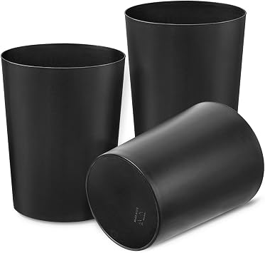 Cetomo 7.2L*3 Mülleimer, Abfalleimer, Papierkorb, Müllbehälter, Plastikmülleimer, Abfallbehälter für Papierabfall, Büro, Schlafzimmer, Kunststoff (PP), Schwarz, 7.2L (21 x 17.3 x 26.5 cm), 3er Set