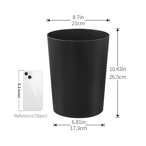 Cetomo 7.2L*3 Mülleimer, Abfalleimer, Papierkorb, Müllbehälter, Plastikmülleimer, Abfallbehälter für Papierabfall, Büro, Schlafzimmer, Kunststoff (PP), Schwarz, 7.2L (21 x 17.3 x 26.5 cm), 3er Set