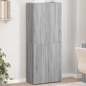 Aktenschrank Grau Sonoma aus Holzwerkstoff 60x32x153 cm mit 4 Fächern für Büro und Homeoffice, Büroschrank zur Archivierung von Dokumenten und Ordnern