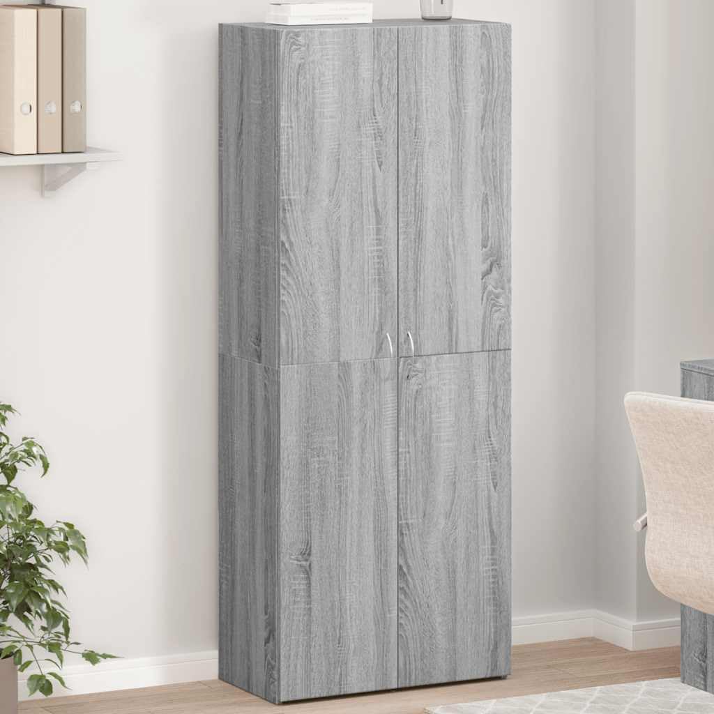 Aktenschrank Grau Sonoma aus Holzwerkstoff 60x32x153 cm mit 4 Fächern für Büro und Homeoffice, Büroschrank zur Archivierung von Dokumenten und Ordnern