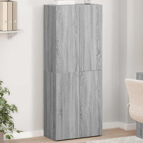 Aktenschrank Grau Sonoma aus Holzwerkstoff 60x32x153 cm mit 4 Fächern für Büro und Homeoffice, Büroschrank zur Archivierung von Dokumenten und Ordnern