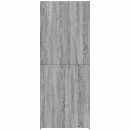 Aktenschrank Grau Sonoma aus Holzwerkstoff 60x32x153 cm mit 4 Fächern für Büro und Homeoffice, Büroschrank zur Archivierung von Dokumenten und Ordnern