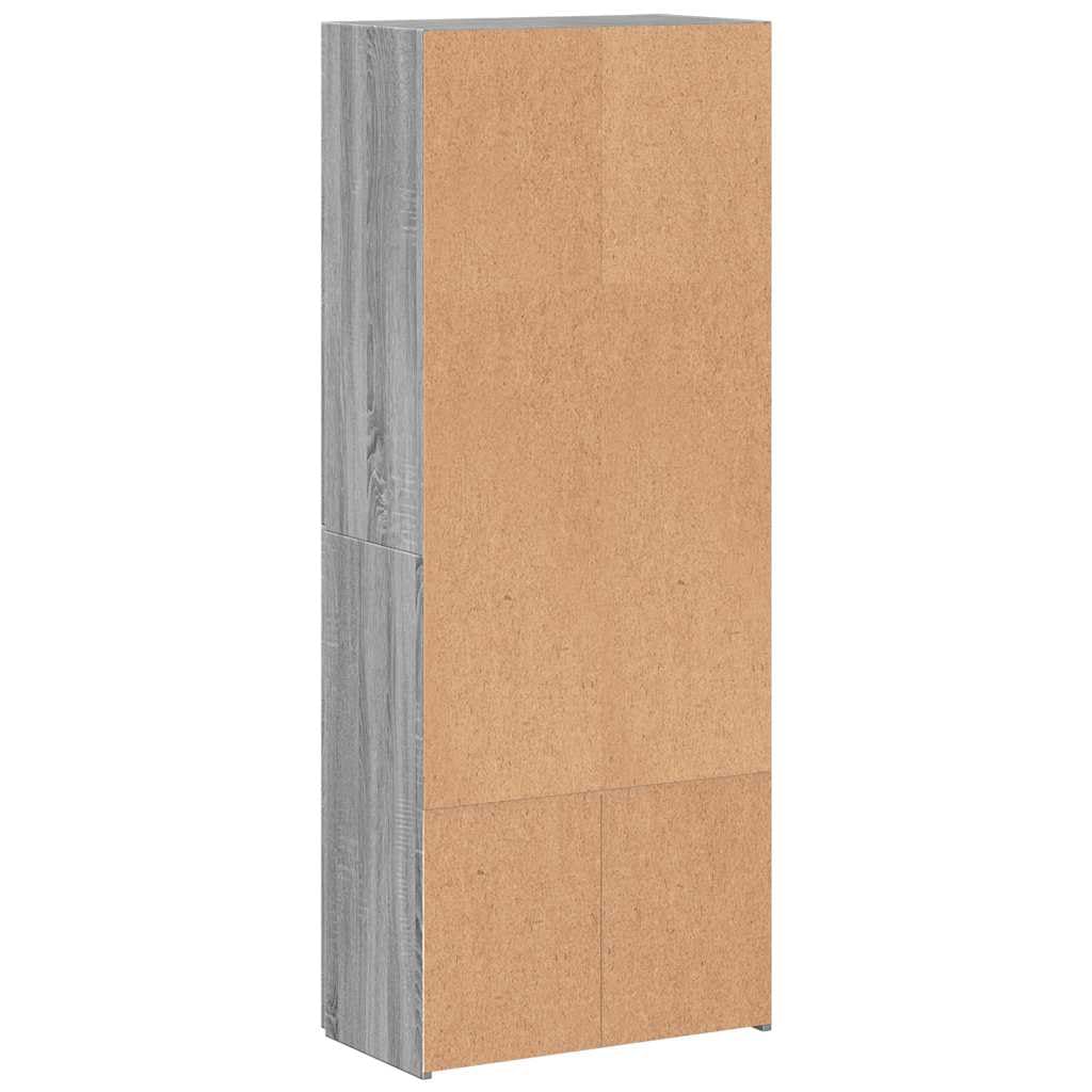 Aktenschrank Grau Sonoma aus Holzwerkstoff 60x32x153 cm mit 4 Fächern für Büro und Homeoffice, Büroschrank zur Archivierung von Dokumenten und Ordnern