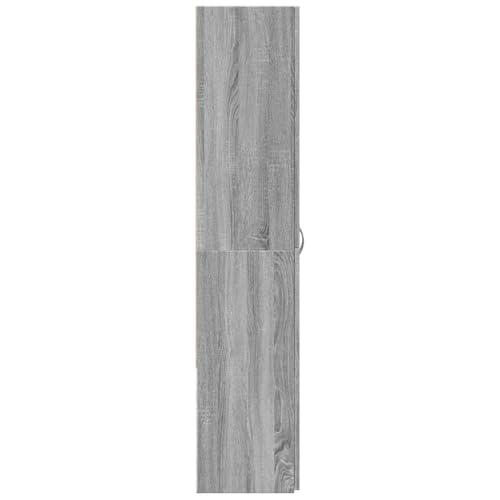 Aktenschrank Grau Sonoma aus Holzwerkstoff 60x32x153 cm mit 4 Fächern für Büro und Homeoffice, Büroschrank zur Archivierung von Dokumenten und Ordnern