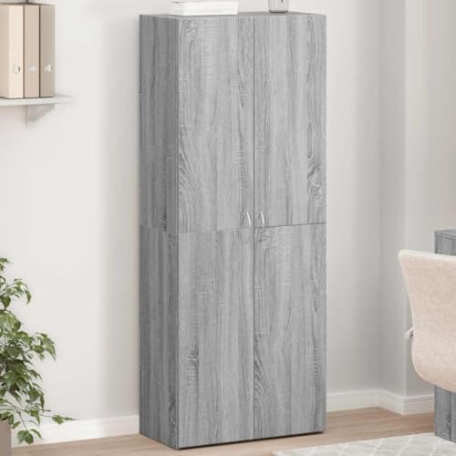 Aktenschrank Grau Sonoma aus Holzwerkstoff 60x32x153 cm mit 4 Fächern für Büro und Homeoffice, Büroschrank zur Archivierung von Dokumenten und Ordnern