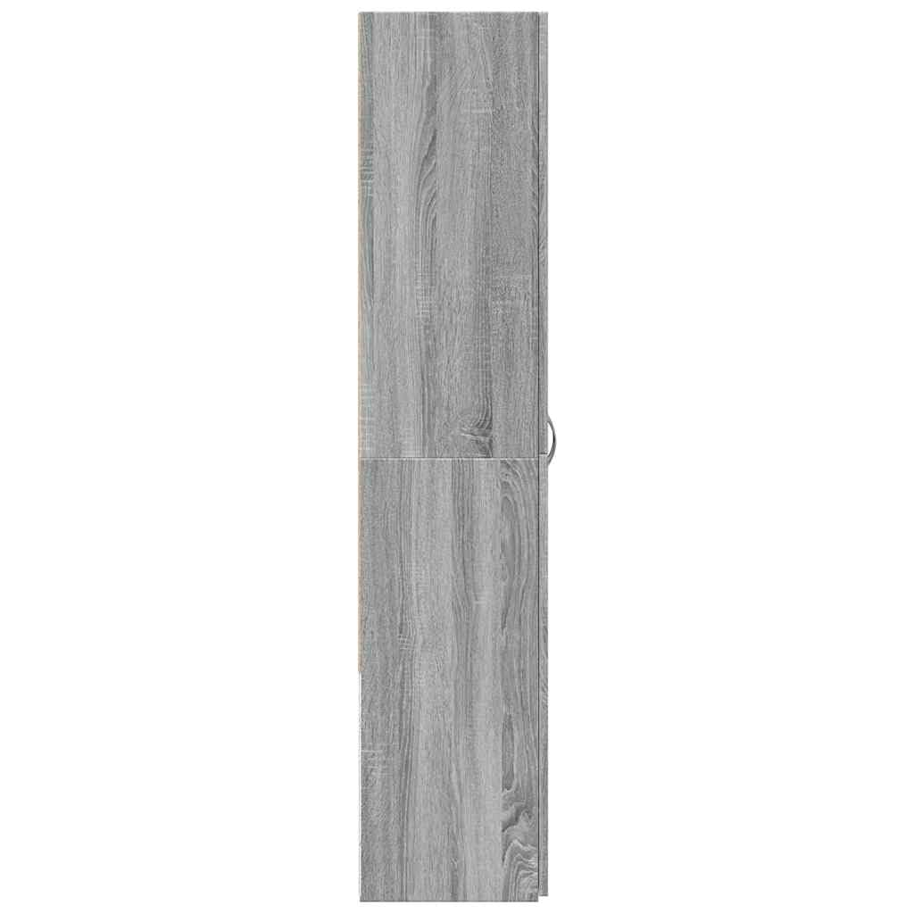 Aktenschrank Grau Sonoma aus Holzwerkstoff 60x32x153 cm mit 4 Fächern für Büro und Homeoffice, Büroschrank zur Archivierung von Dokumenten und Ordnern