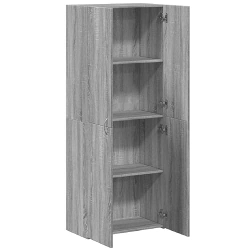 Aktenschrank Grau Sonoma aus Holzwerkstoff 60x32x153 cm mit 4 Fächern für Büro und Homeoffice, Büroschrank zur Archivierung von Dokumenten und Ordnern