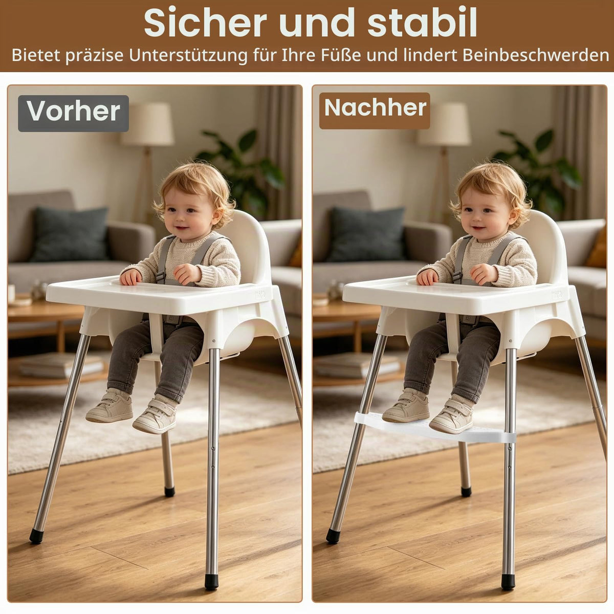 Hochstuhl Fußstütze, Verstellbare Fußstütze Rutschfeste Fußbank für Kinderstuhl Ergonomische Fußstütze für Hochstuhl mit Halterung, Hochstuhl Zubehör für Kleinkinder Beim Essen