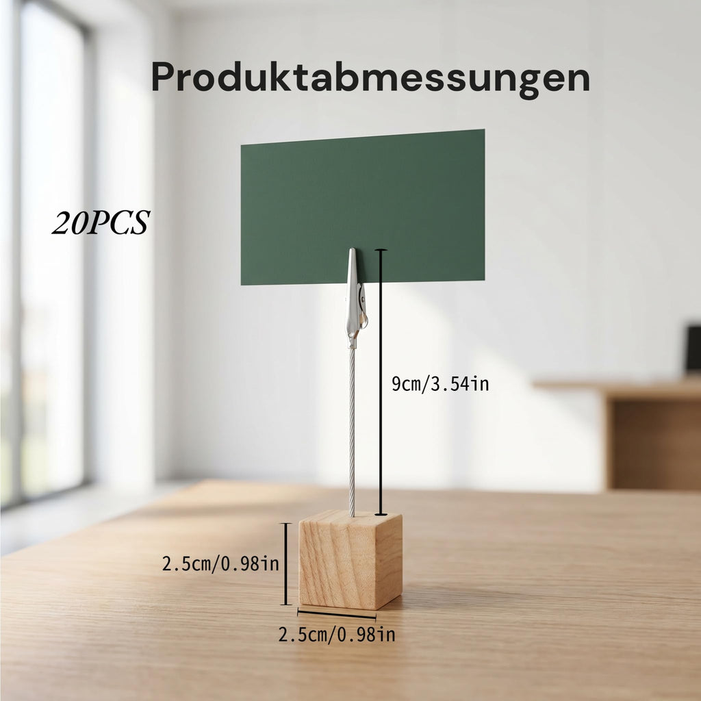 Fotohalter Mit Klammern, 20 Stück FotostäNder Holz Mit Klammern, Fotohalter Tisch Memo Clip Halter Ideal für Heimdekoration Büro Veranstaltungen(Naturholzfarbe)