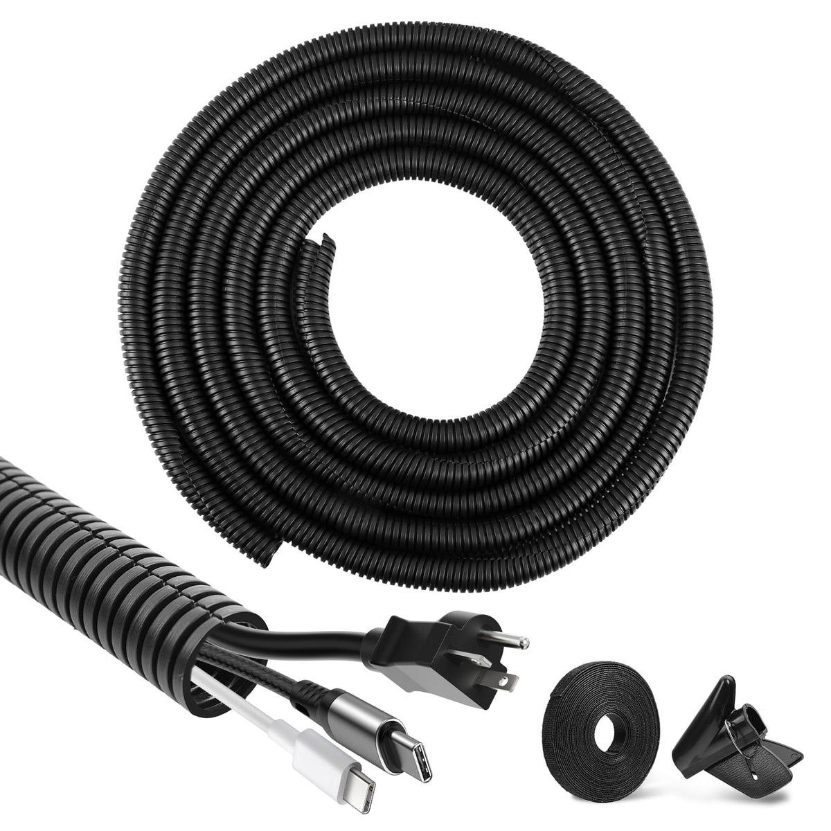 Wellrohr Geschlitzt Kabelschlauch Schwarz Kabelschutzschlauch Flexibles Kabelschutzrohr Kabelkanal Aussenbereich Leerrohr für Erdkabel (13mm×3m)