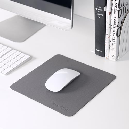 SenseAGE klein Mauspad 22x22cm | 0.2cm Ultradünnes Mousepad | Unterlage für Laser-/Kabel/Kabellos Maus | klein Mouse Mat ideal für Büro und Homeoffice | Slim Mausmatte (Hellgrau (mit Logo))