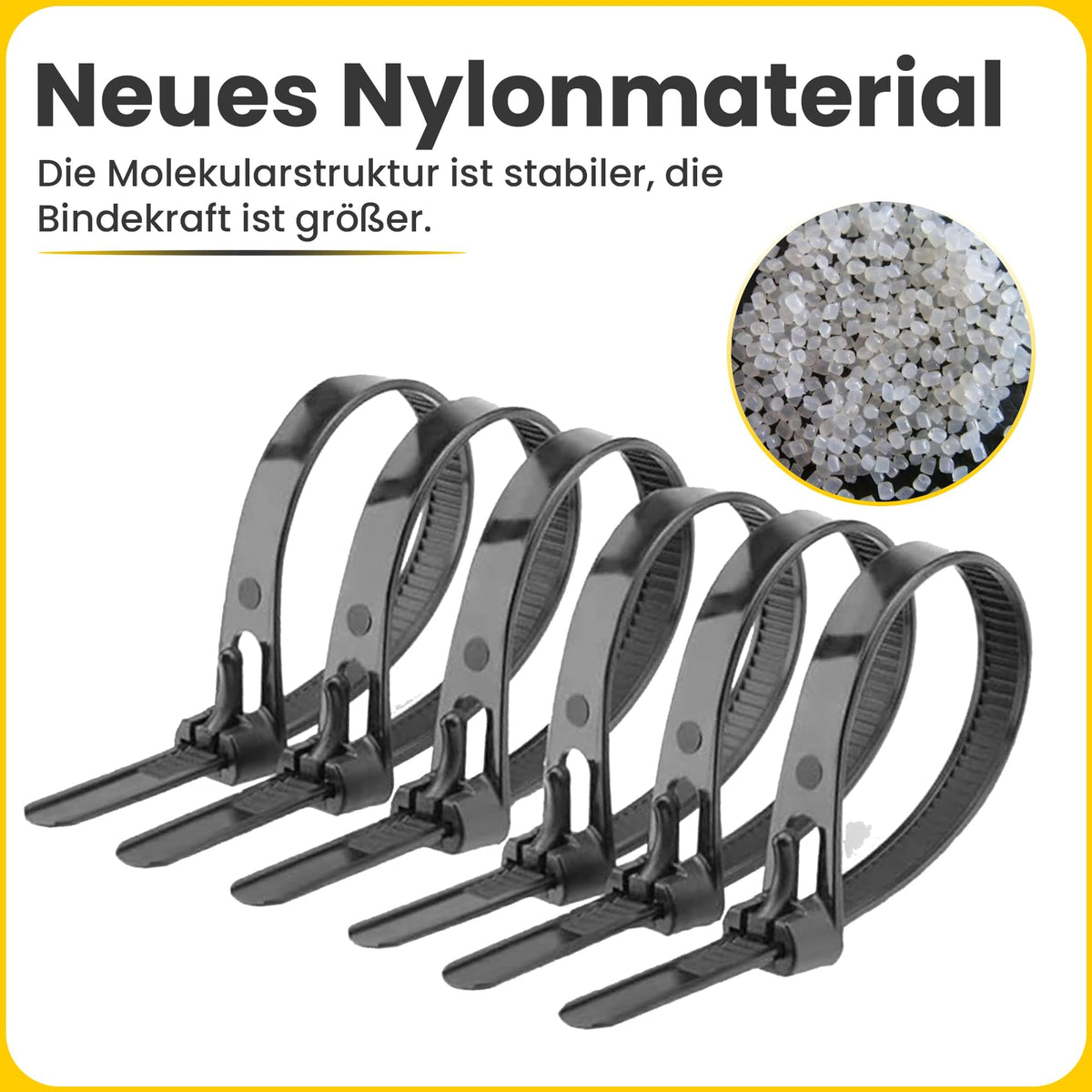 Offgridtec 100 Stk. wiederverschließbare Kabelbinder 7,6×300 mm (schwarz)