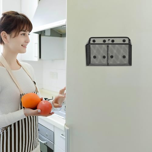 ULTECHNOVO Magnetischer Stifthalter Aus Metallgitter Magnetischer Kühlschrankkorb Für Whiteboard Schließfachzubehör Und Schreibtisch-Organizer Für Stifte Marker Und Zubehör 18.50 X 12.50 X 6.80 cm