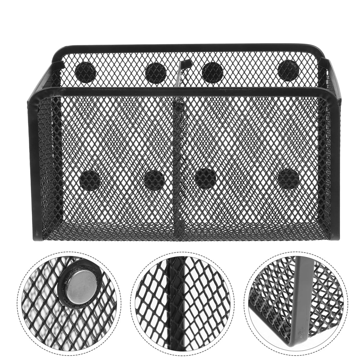 ULTECHNOVO Magnetischer Stifthalter Aus Metallgitter Magnetischer Kühlschrankkorb Für Whiteboard Schließfachzubehör Und Schreibtisch-Organizer Für Stifte Marker Und Zubehör 18.50 X 12.50 X 6.80 cm