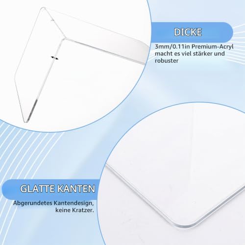 APACALI 16 Stück Buchstütze Acryl, 12X11.8X18.2CM Buchstützen für Regale, Transparente Buchständer, strapazierfähige Buchstützen zum Halten von Büchern, Bücherhalter für schwere Bücher, Zuhause, Büro