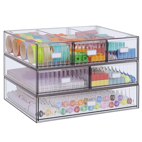 Stapelbarer Organizer mit 3 Ebenen, 6 Schubladen, Kunststoff-Schreibtisch-Aufbewahrungsbox, Schreibtisch-Schubladen, abnehmbare Make-up-Aufbewahrung, Büro, Schreibwaren, Organizer für die Schule