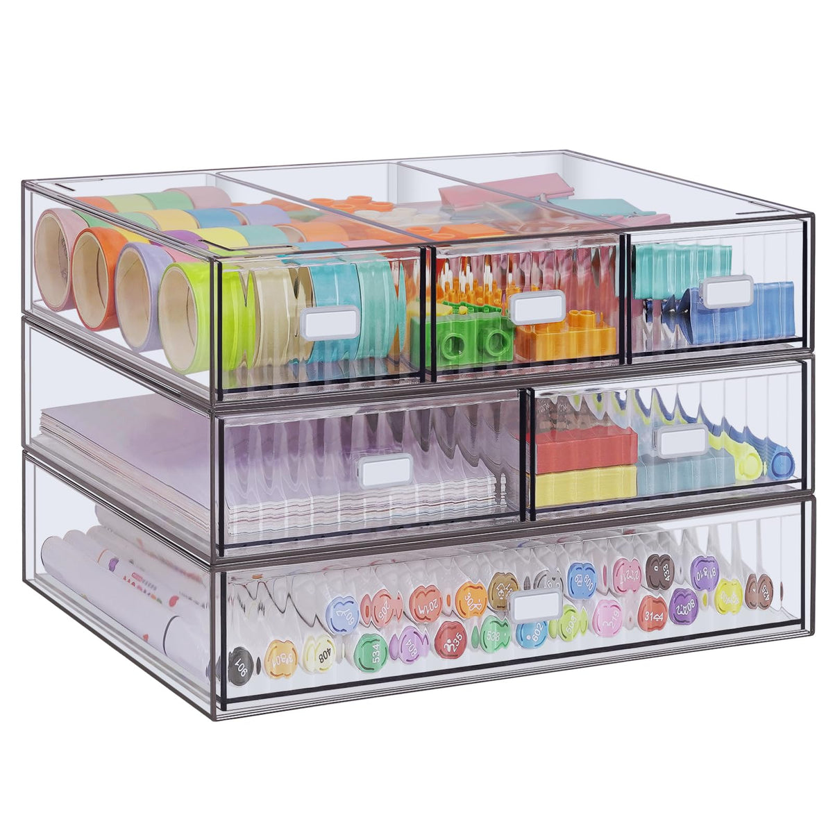 Stapelbarer Organizer mit 3 Ebenen, 6 Schubladen, Kunststoff-Schreibtisch-Aufbewahrungsbox, Schreibtisch-Schubladen, abnehmbare Make-up-Aufbewahrung, Büro, Schreibwaren, Organizer für die Schule