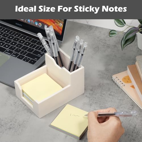 Kamehame Zettelbox mit Stifthalter Silikon Pen Holder Schreibtisch Stifte Halter Organizer Stiftebox Notizzettel Box oder Kartensteckpl?tzen Cube Notiz Box passt 3x3'' Haftnotizen, weiß