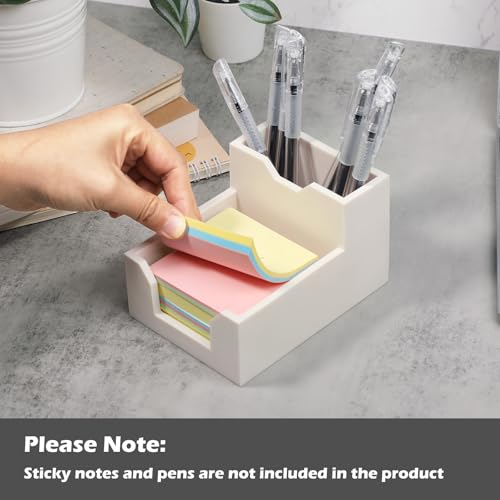 Kamehame Zettelbox mit Stifthalter Silikon Pen Holder Schreibtisch Stifte Halter Organizer Stiftebox Notizzettel Box oder Kartensteckpl?tzen Cube Notiz Box passt 3x3'' Haftnotizen, weiß