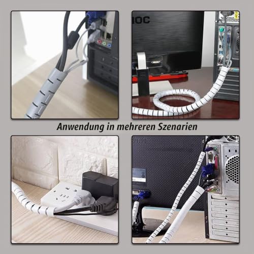 Kabelschlauch, Kabelspirale 22mm x 3M Flexibles Spiralschlauch, Kabel Organizer mit Kabelführungsclip, Kürzbar Kabelhülle von Kabeln bei PC, Computer, TV, Heimkino, HiFi-Anlage…