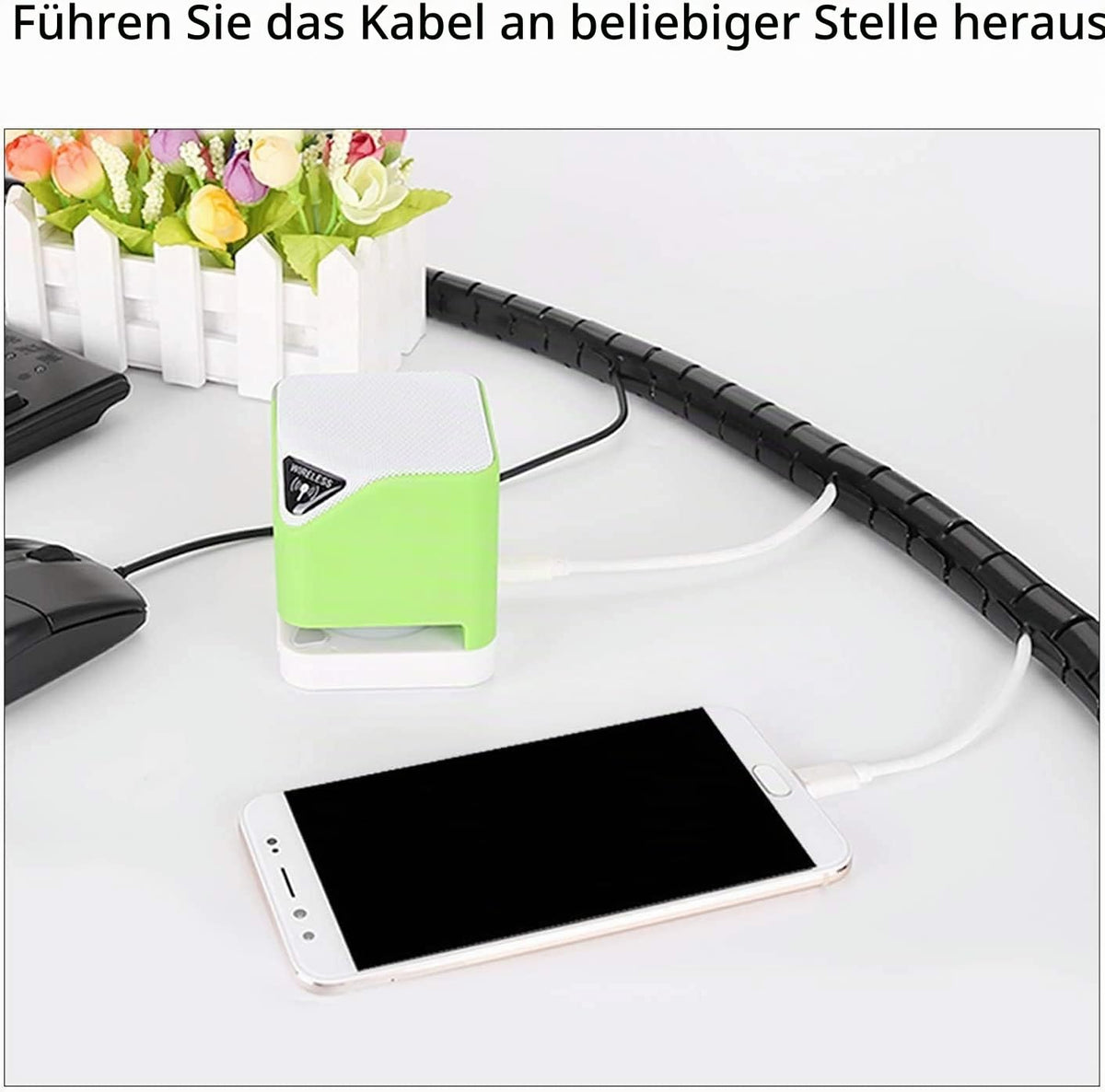 Kabelschlauch, Kabelspirale 22mm x 3M Flexibles Spiralschlauch, Kabel Organizer mit Kabelführungsclip, Kürzbar Kabelhülle von Kabeln bei PC, Computer, TV, Heimkino, HiFi-Anlage…
