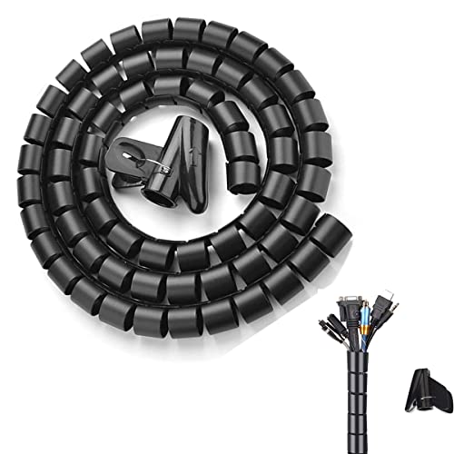 Kabelschlauch, Kabelspirale 22mm x 3M Flexibles Spiralschlauch, Kabel Organizer mit Kabelführungsclip, Kürzbar Kabelhülle von Kabeln bei PC, Computer, TV, Heimkino, HiFi-Anlage…