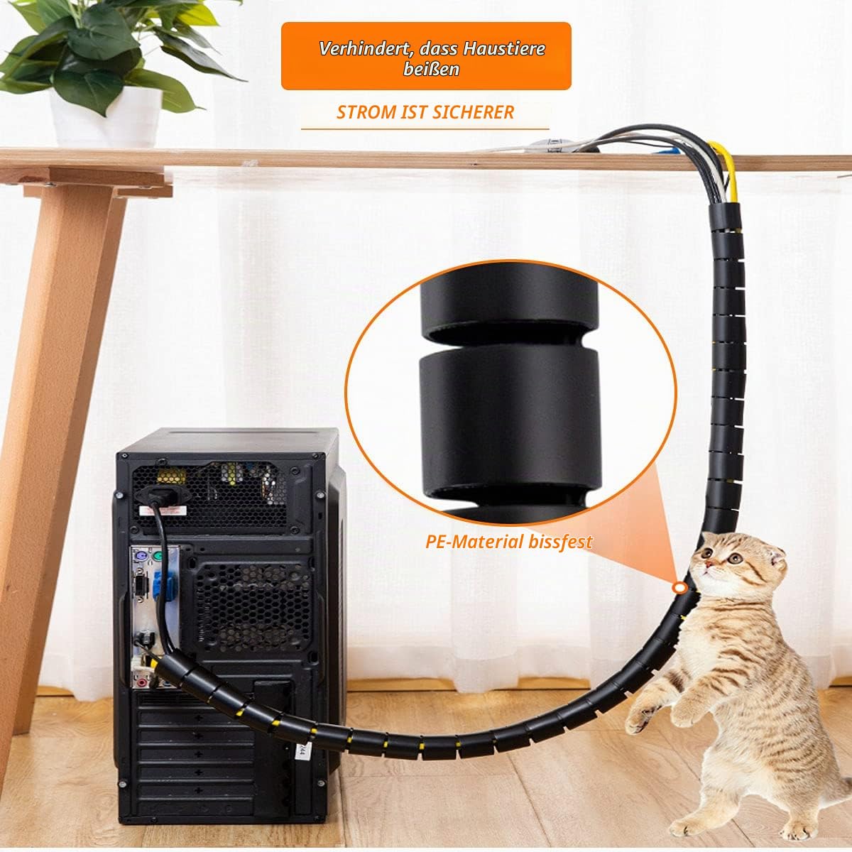 Kabelschlauch, Kabelspirale 22mm x 3M Flexibles Spiralschlauch, Kabel Organizer mit Kabelführungsclip, Kürzbar Kabelhülle von Kabeln bei PC, Computer, TV, Heimkino, HiFi-Anlage…