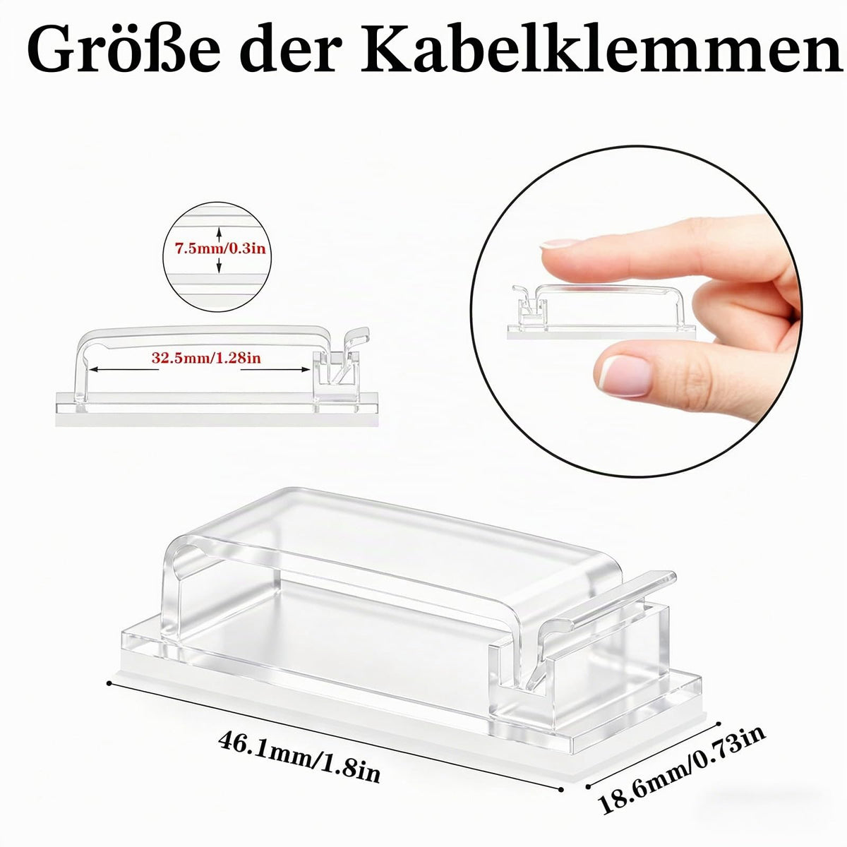 KLJ kabelhalter selbstklebend kabelmanagement 49 Pack Transparent,Anpassbar und wiederverwendbar kabelclips selbstklebend,Gilt für Schreibtisch kabelmanagement Cable Management
