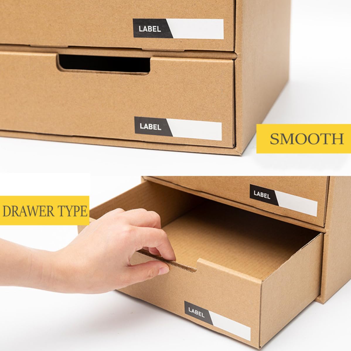 DECHOUS Schubladen Dokumentenorganizer aus Papier, Beige, mit Fächern