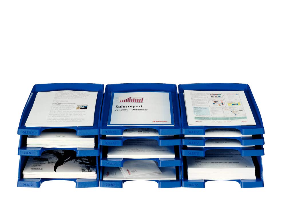Leitz Briefkorb Flach A4, Briefablage in Premium-Qualität, Stapelbares Ablagefach als Schreibtisch-Organizer, Kombinierbar mit Plus-Serie, Weiß, 52370001