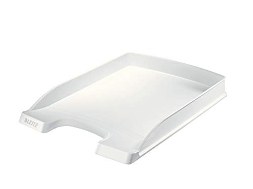 Leitz Briefkorb Flach A4, Briefablage in Premium-Qualität, Stapelbares Ablagefach als Schreibtisch-Organizer, Kombinierbar mit Plus-Serie, Weiß, 52370001