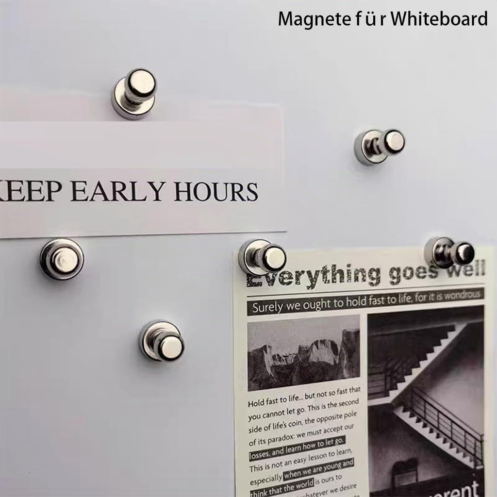 52 Stück Magnete Stark Klein Neodym Magnete für Magnettafel Kühlschrank Whiteboard Lernbüro, Starker Halt Magneten mit Griff Silber